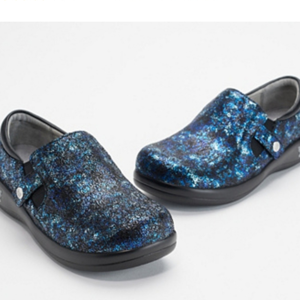 Alegria leather slip on shoes - metallic